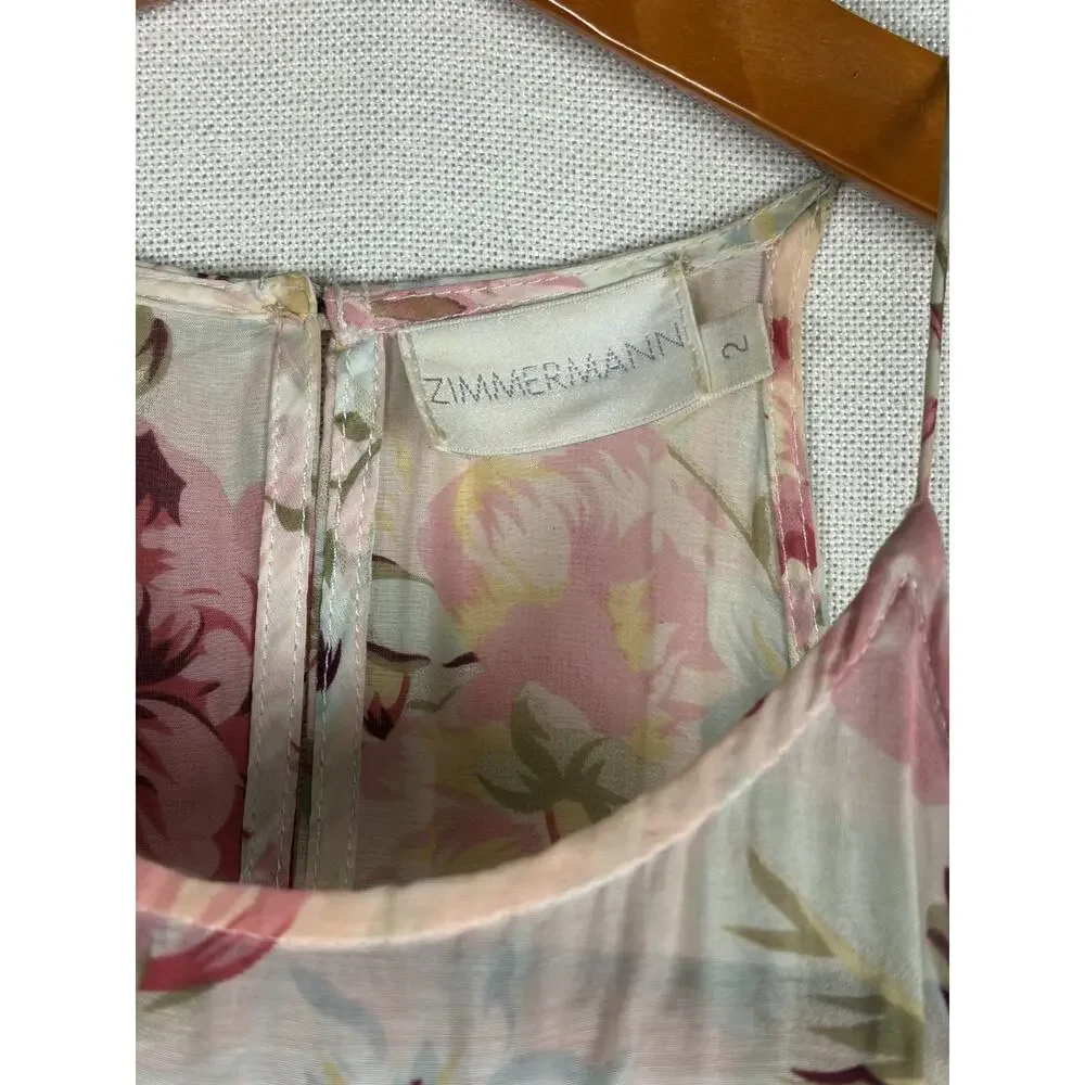Zimmermann/Anthropologie Meadowsweet Maxi Dress Pastel Floral W s Sz 2 Silk/Ctn - Picture 7 of 13